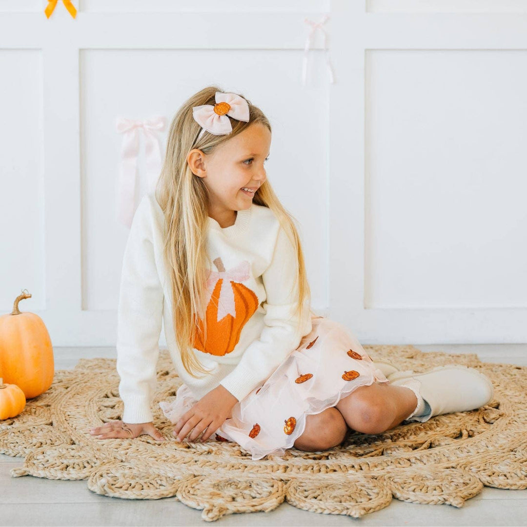 Pumpkin Tulle Bow Headband - Kids Hair Accessories - Fall