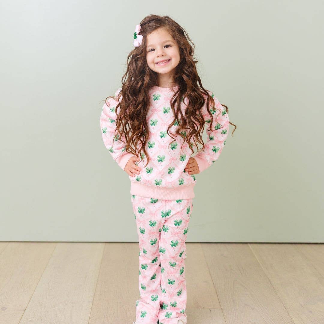 Shamrock Lace St. Patrick's Day Bow Clip - Kids Hair Bow