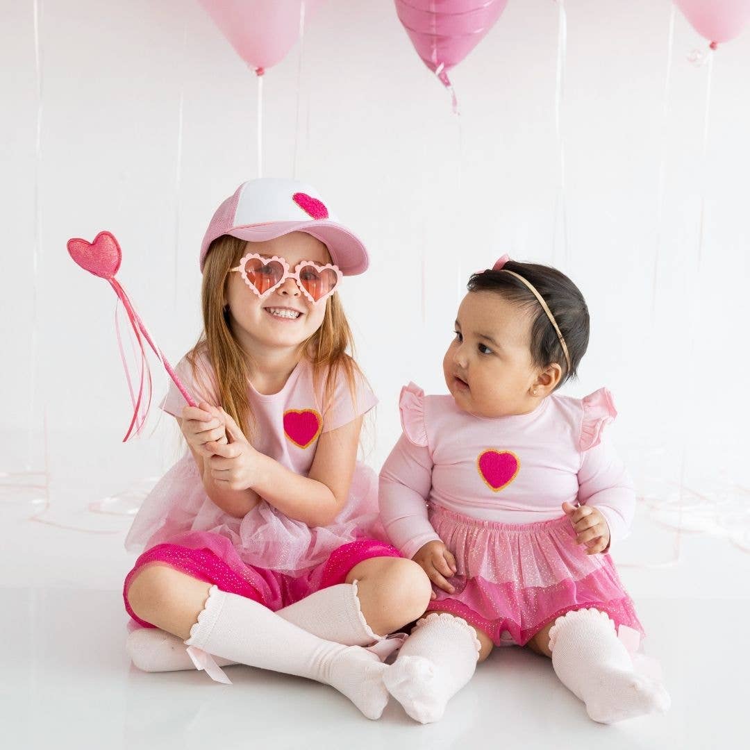 Pink Petal Valentine's Day Short Sleeve Tutu Dress