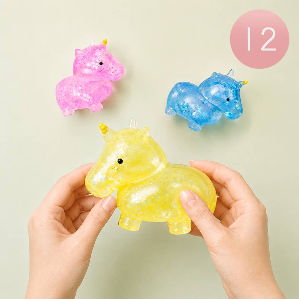 12PCS - Glitter Unicorn Squeeze Squishy Stress Relief Toy