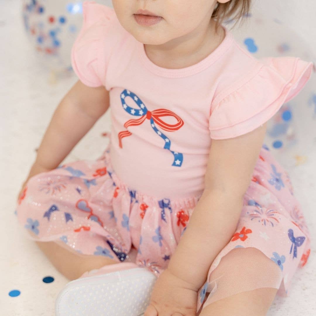 Red, White, & Cute Short Sleeve Tutu Bodysuit - Baby Clothes