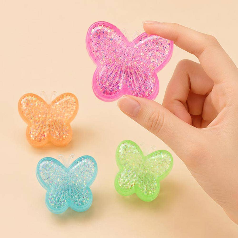 12PCS - Glitter Butterfly Squeeze Squishy Stress Relief Toy
