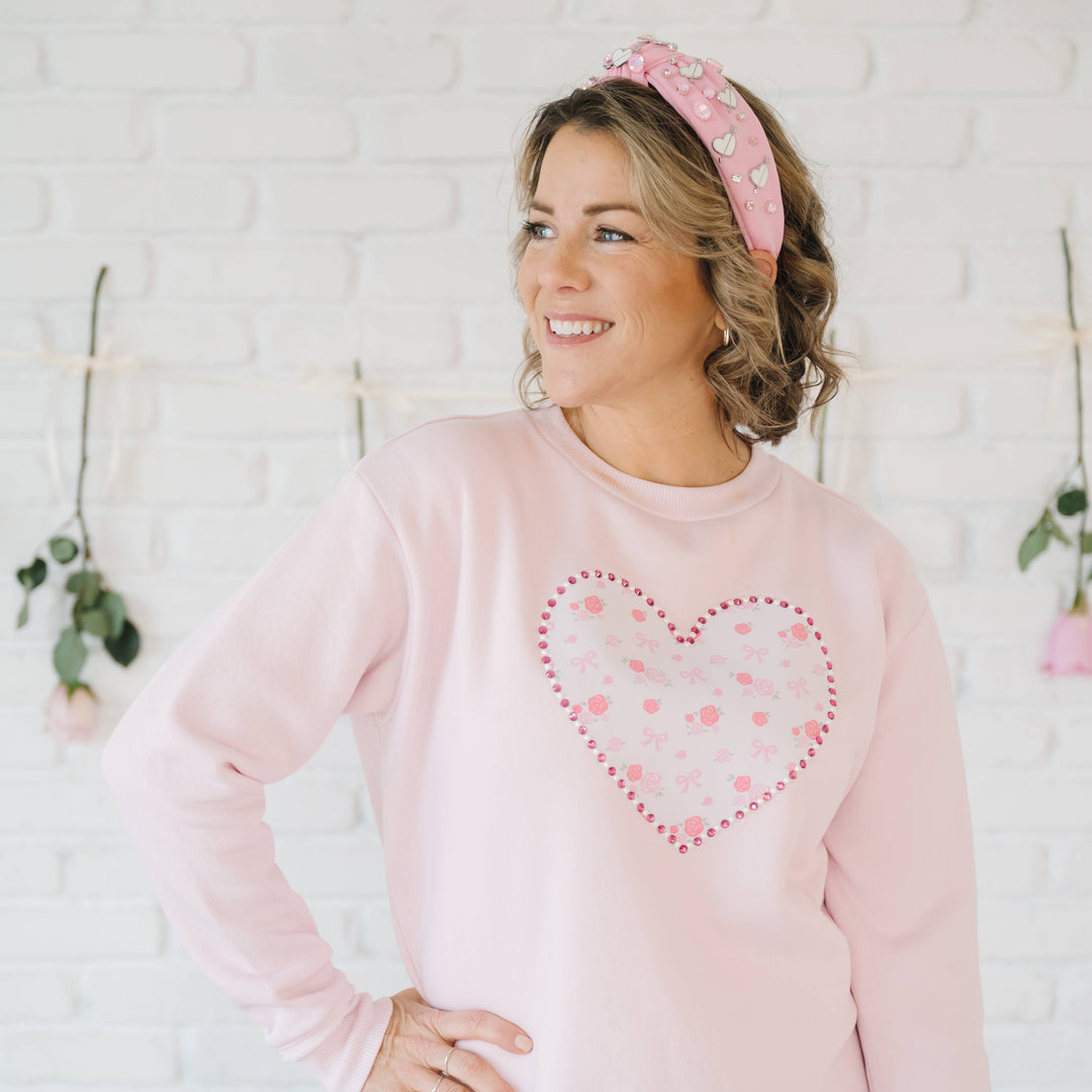 Dainty Rose Pearl Heart Patch Women's Sweatshirt Mommy & Me