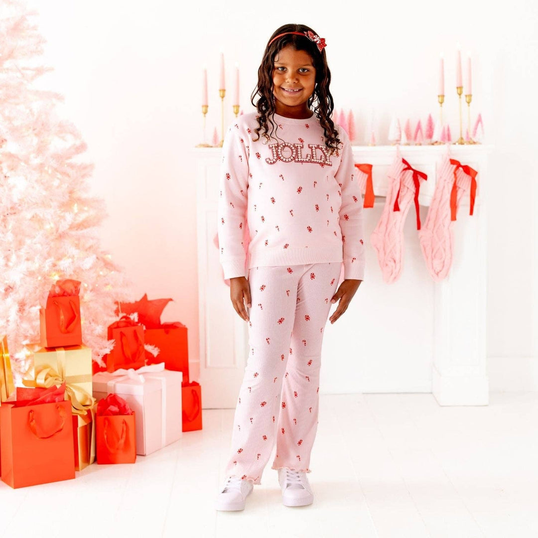 Candy Cane Christmas Flare Legging - Kids Clothing - Holiday