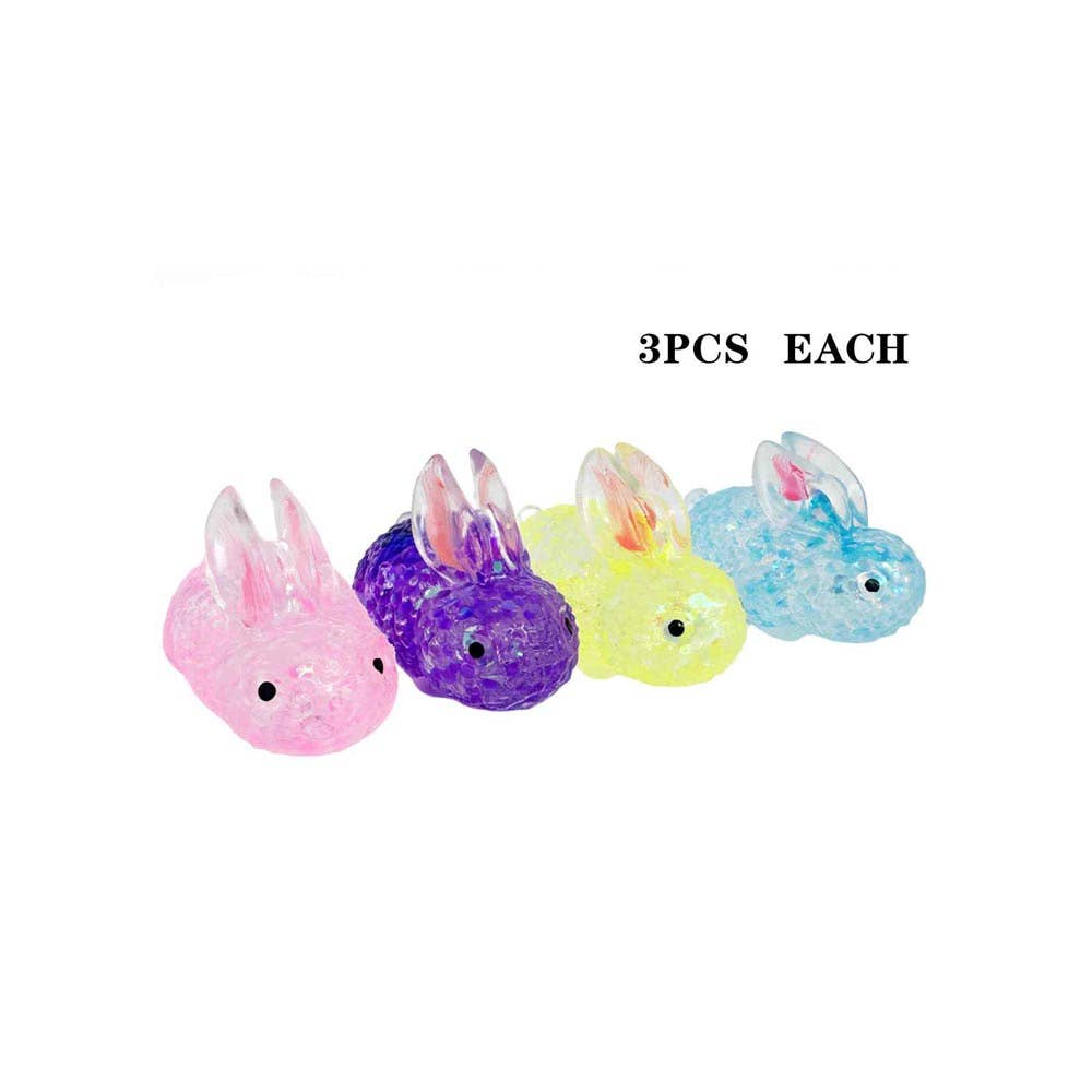 12PCS - Glitter Bunny Squeeze Squishy Stress Relief Toy