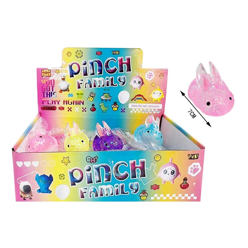 12PCS - Glitter Bunny Squeeze Squishy Stress Relief Toy