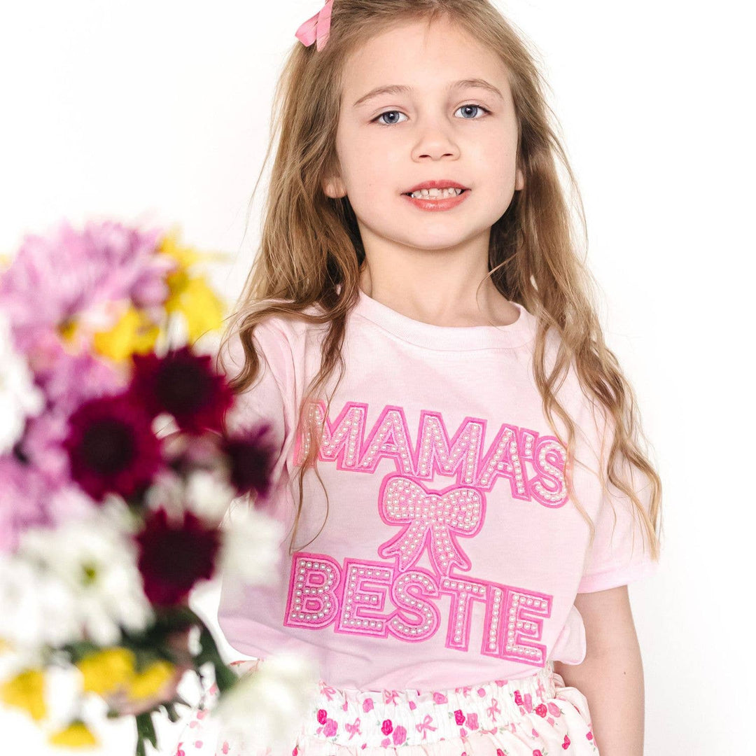Mama's Bestie Pearl Patch Short Sleeve T-Shirt -Mother's Day