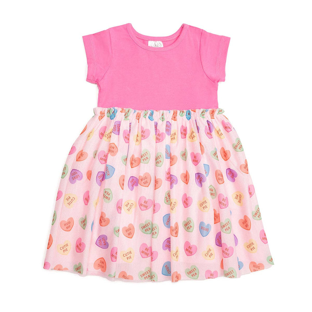 Candy Hearts Valentine's Day Short Sleeve Tutu Dress