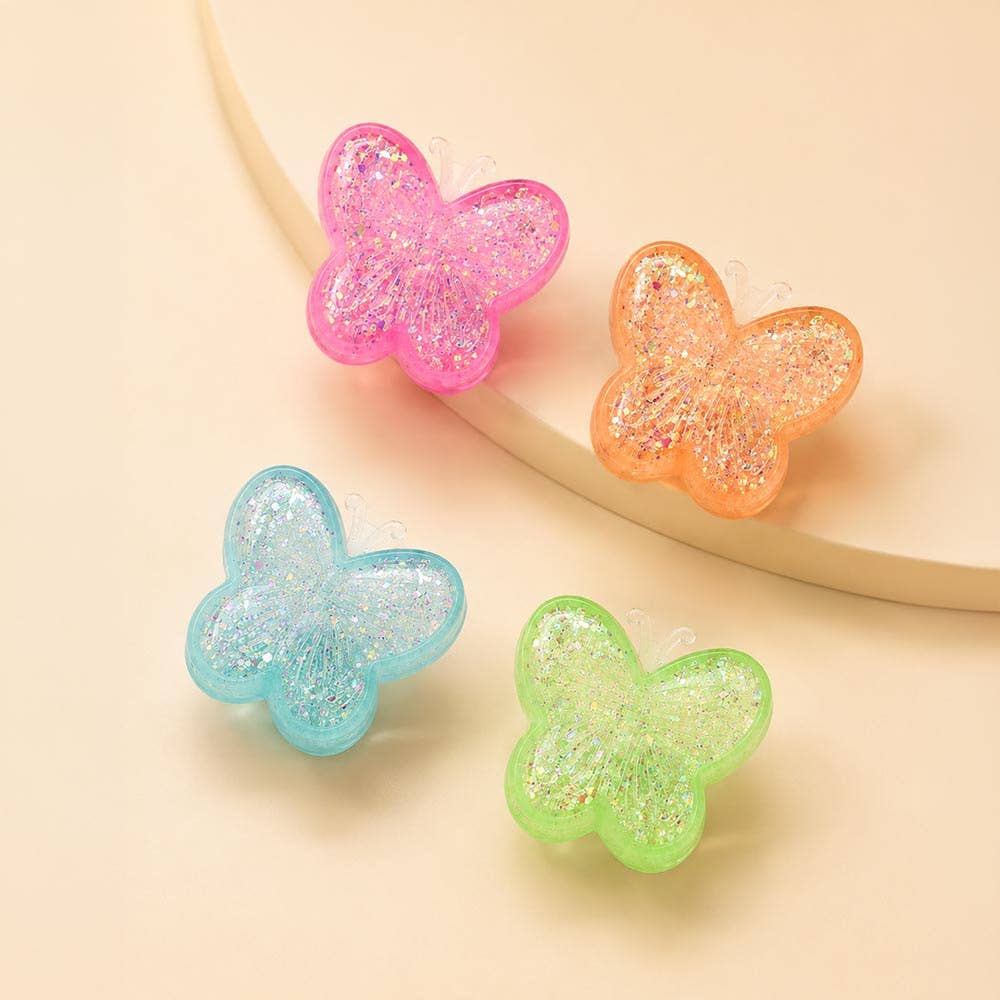 12PCS - Glitter Butterfly Squeeze Squishy Stress Relief Toy