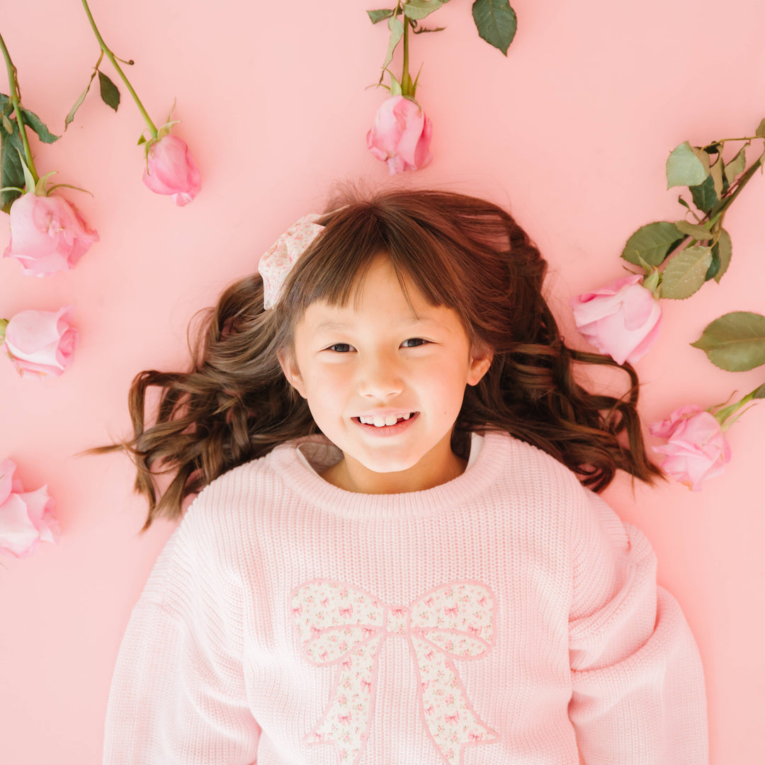 Ditsy Floral Bow Knit Sweater - Kids Boutique Clothing