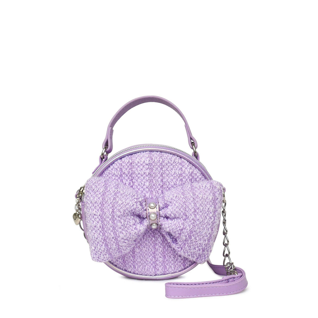 Tweed Bow Rounded Crossbody Bag