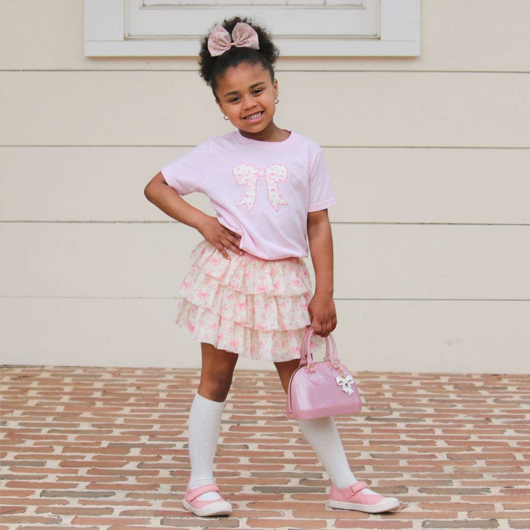Ditsy Floral Bow Patch Short Sleeve T-Shirt - Spring 2025