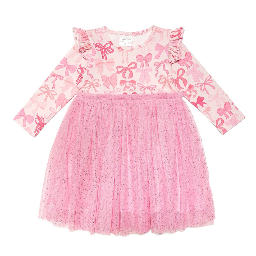 Coquette Bow Long Sleeve Tutu Dress - Kids Clothes