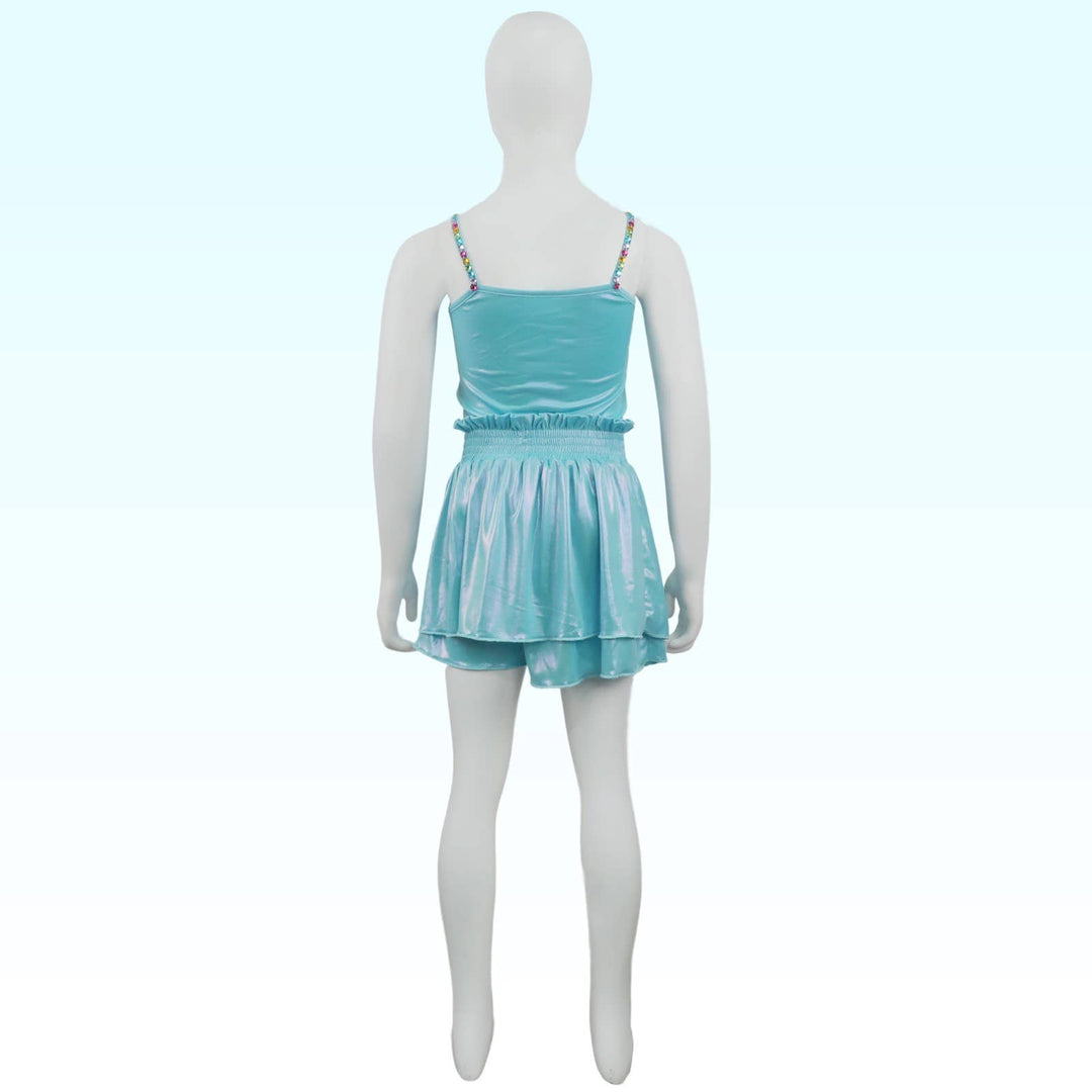 Blue metalic skort set