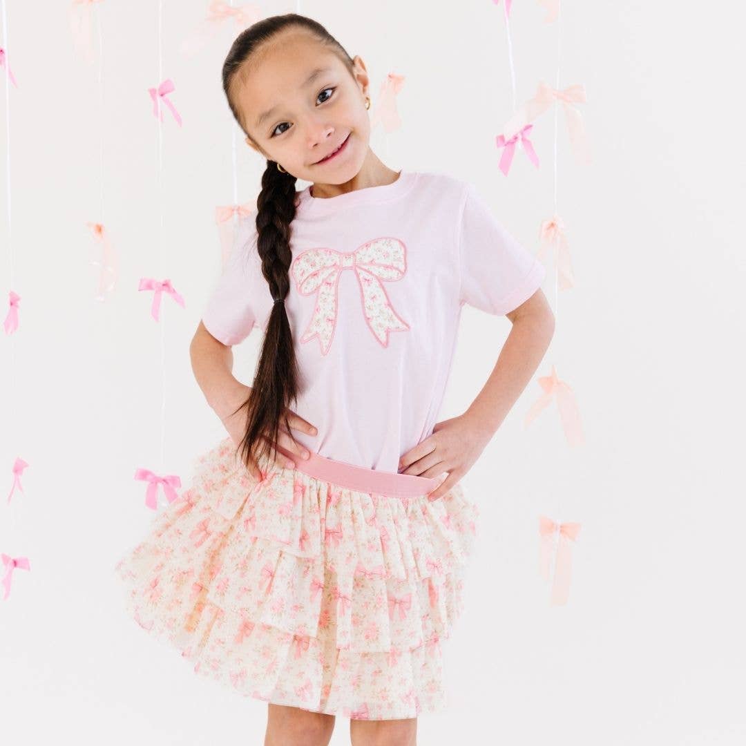 Ditsy Floral Bow Patch Short Sleeve T-Shirt - Spring 2025