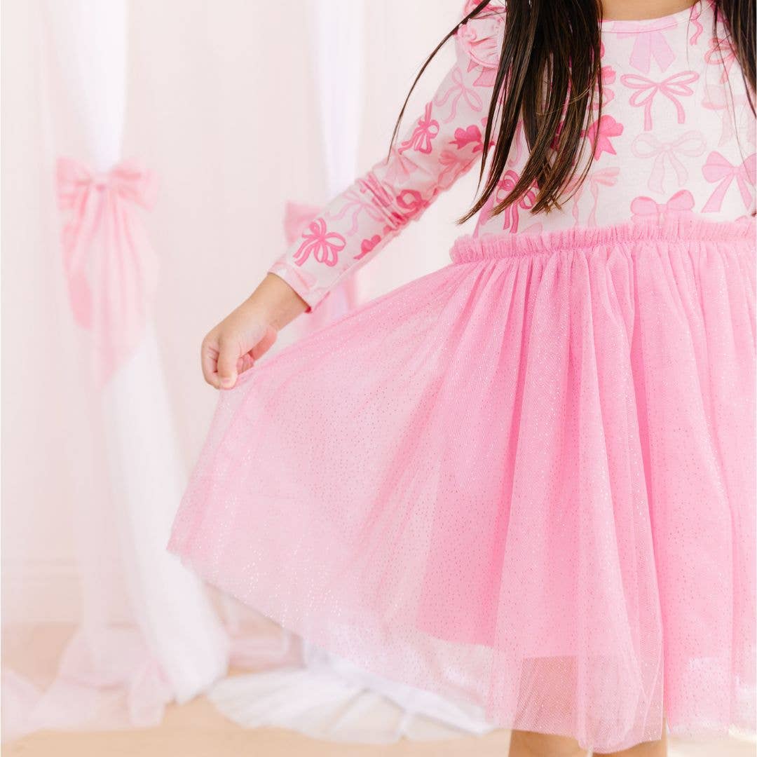 Coquette Bow Long Sleeve Tutu Dress - Kids Clothes