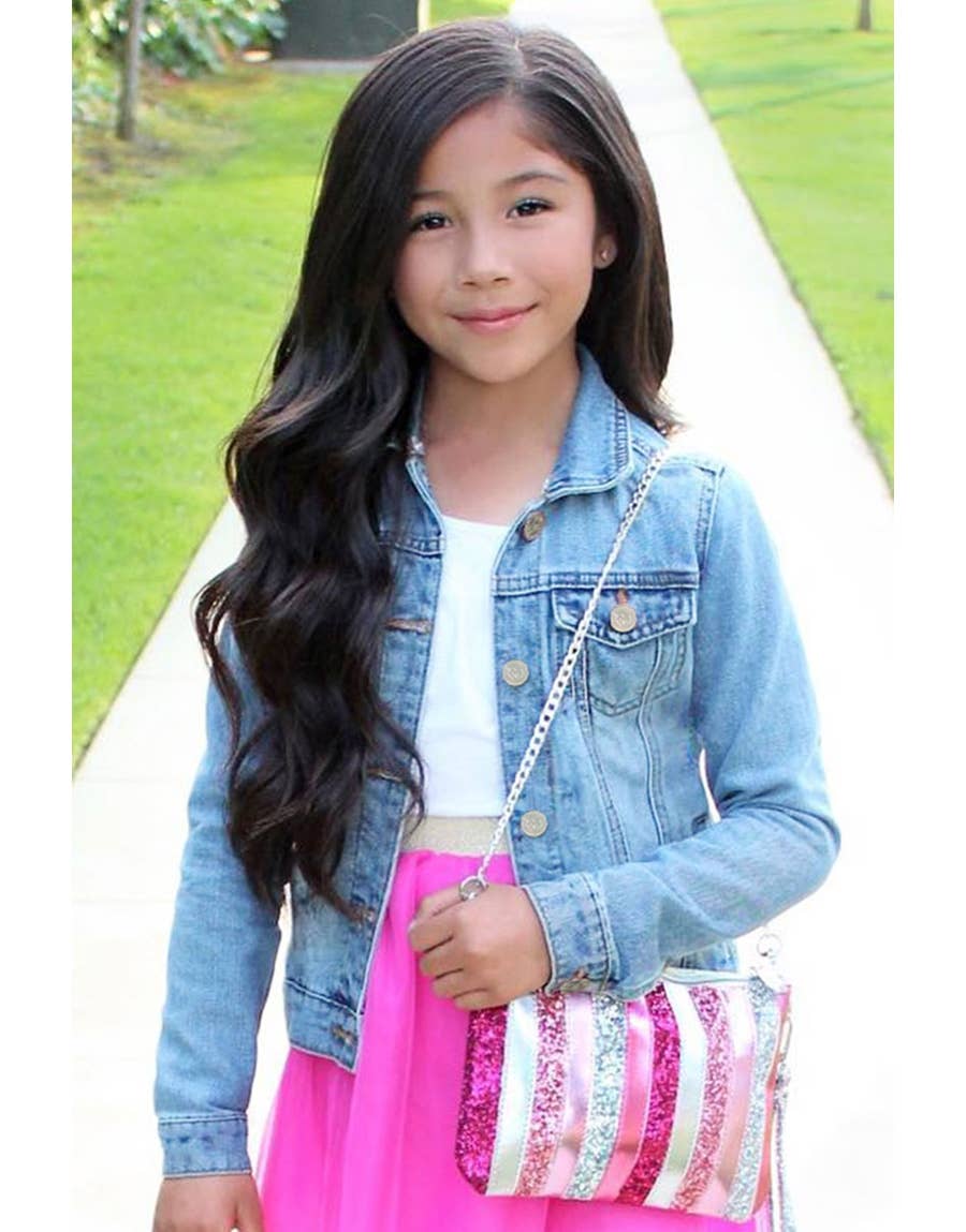 GDJ-23-9622B Girl's Stretch Denim Jacket Basic Cut: Light Denim / 8/10(M)