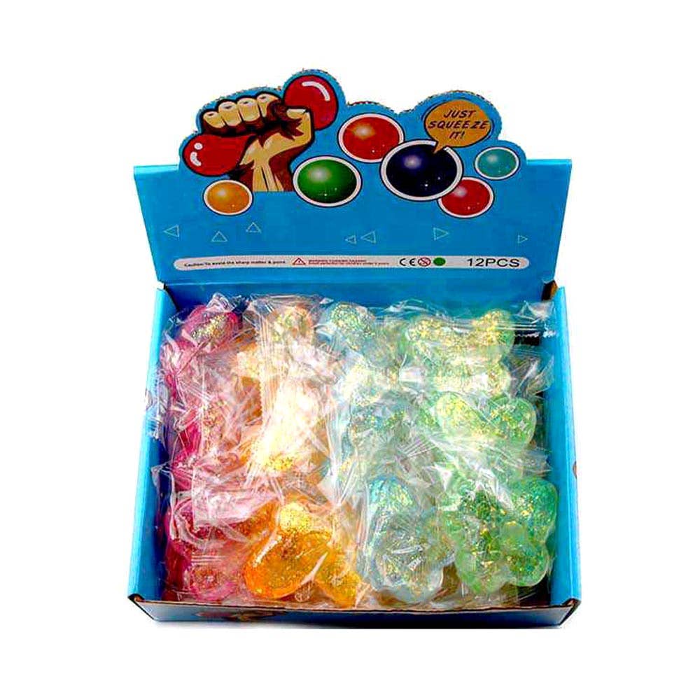 12PCS - Glitter Butterfly Squeeze Squishy Stress Relief Toy