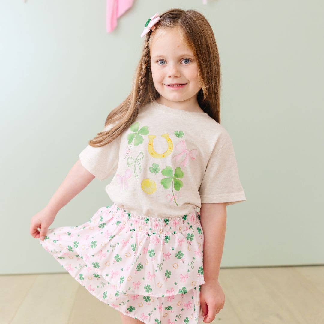 Ditsy Shamrock St. Patrick's Day Skort - Kids Clothing